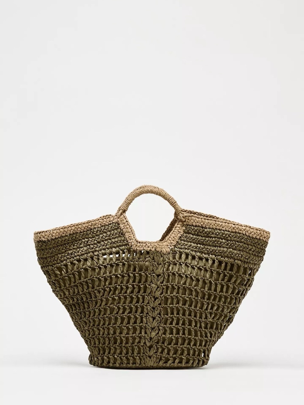 Zara Olive and Natural Woven Tote